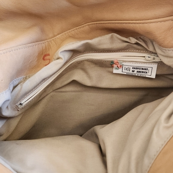 RETRO VINTAGE 1970’S LEATHER CARPETBAGS OF AMERICA BAG, Free Scarf Top - Picture 15 of 16